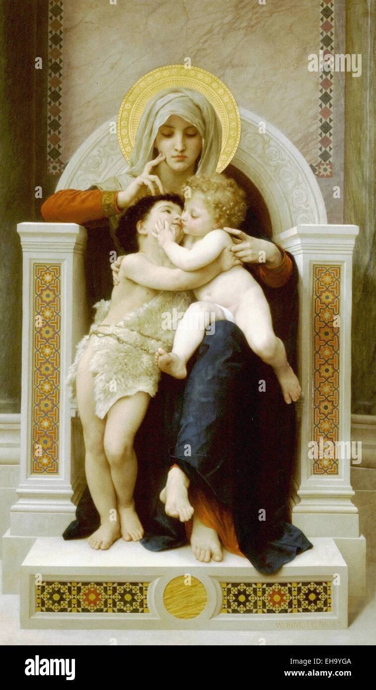 William Bouguereau  The Virgin, Jesus and Saint John Baptist Stock Photo