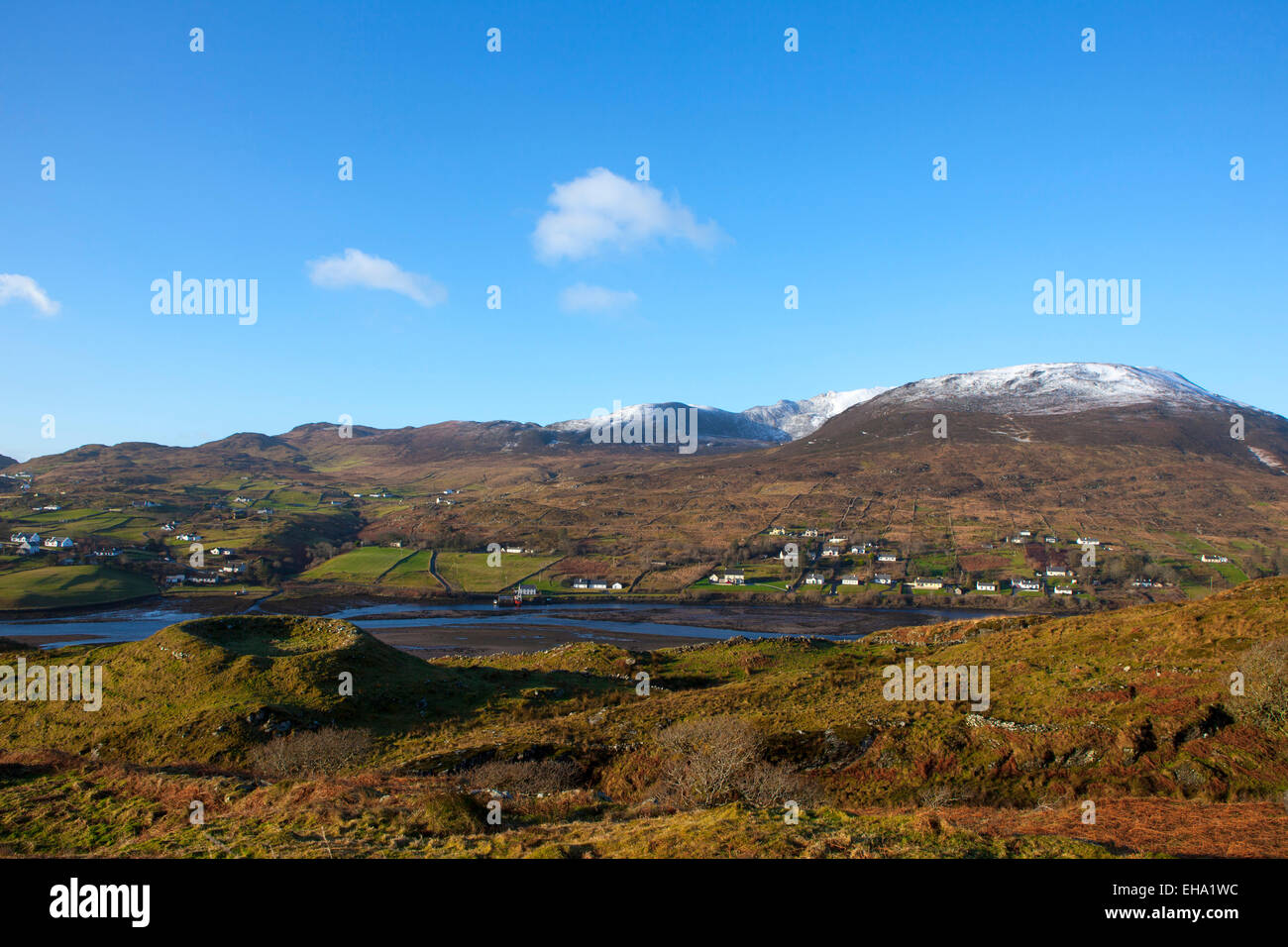 Ringfort overlooking Teelin Bay, near Carrick, Donegal, Ireland Stock Photo