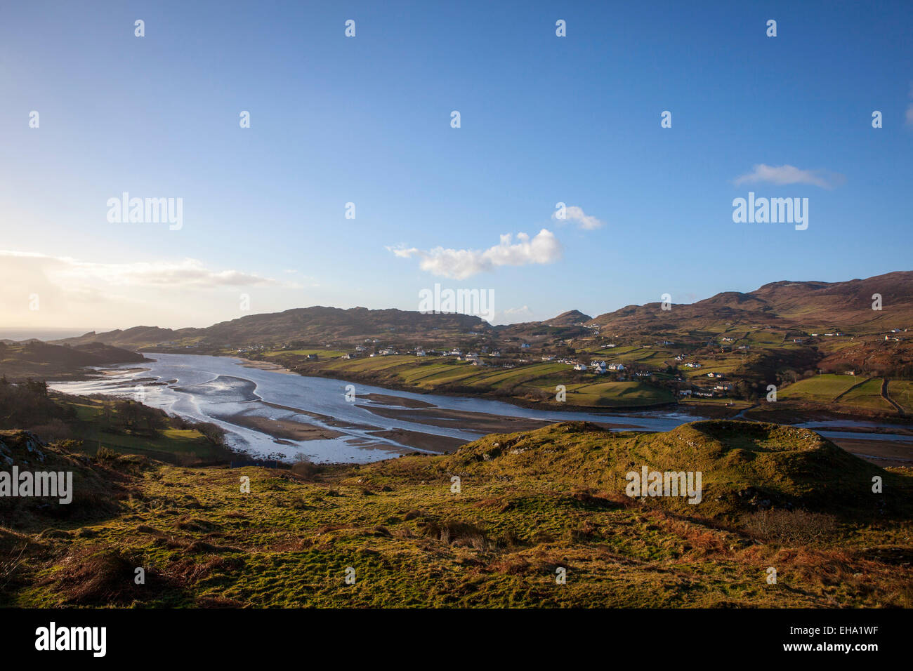 Ringfort overlooking Teelin Bay, near Carrick, Donegal, Ireland Stock Photo