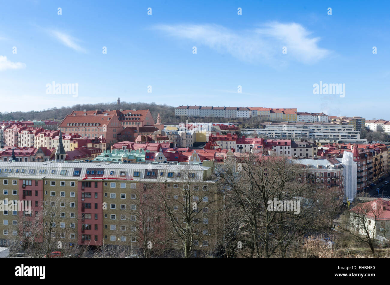 utsikt över linnestaden från skansen kronan Stock Photo