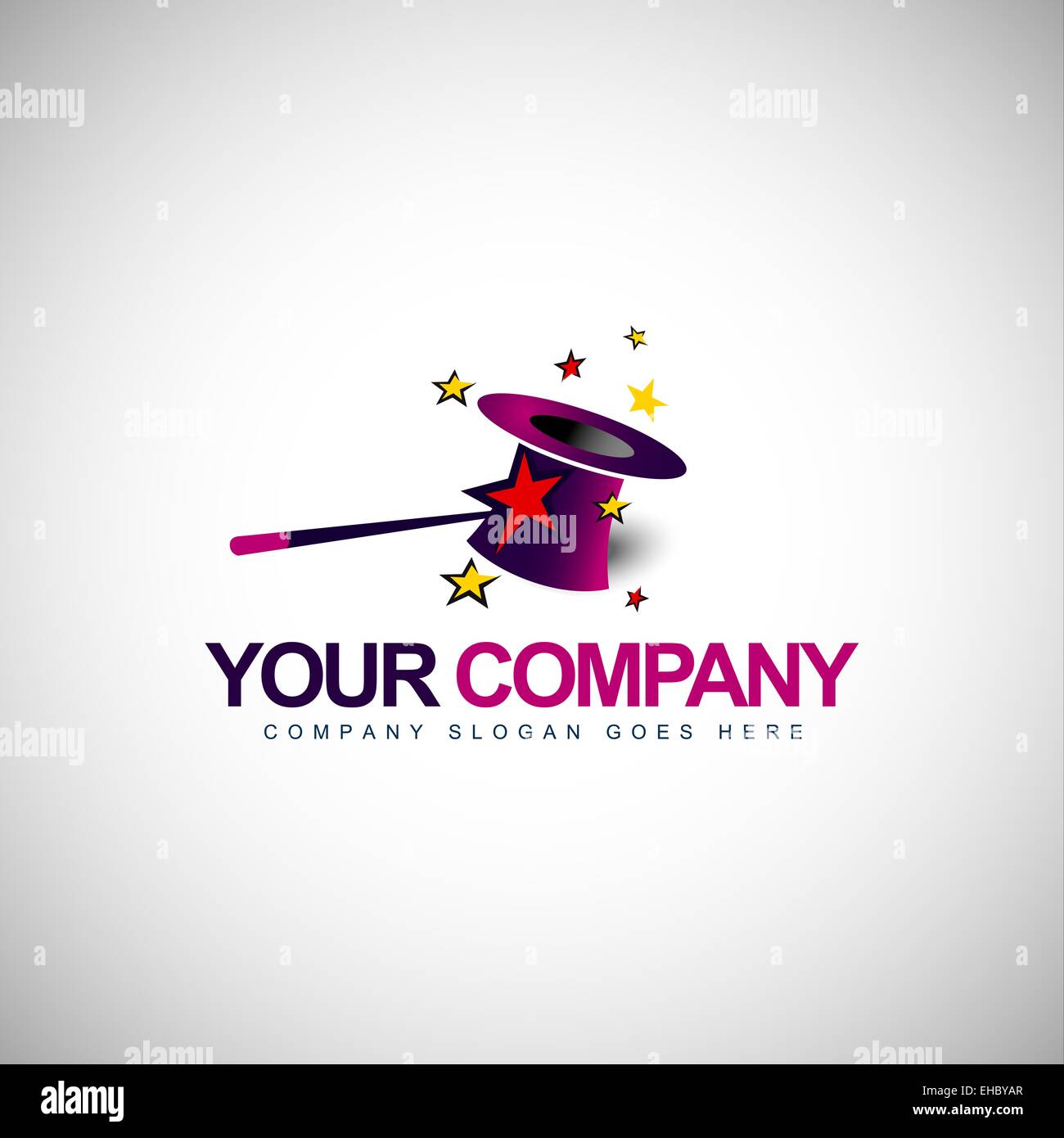 Magician Vector. Magician hat design with stars and magic wand. Stock Photo