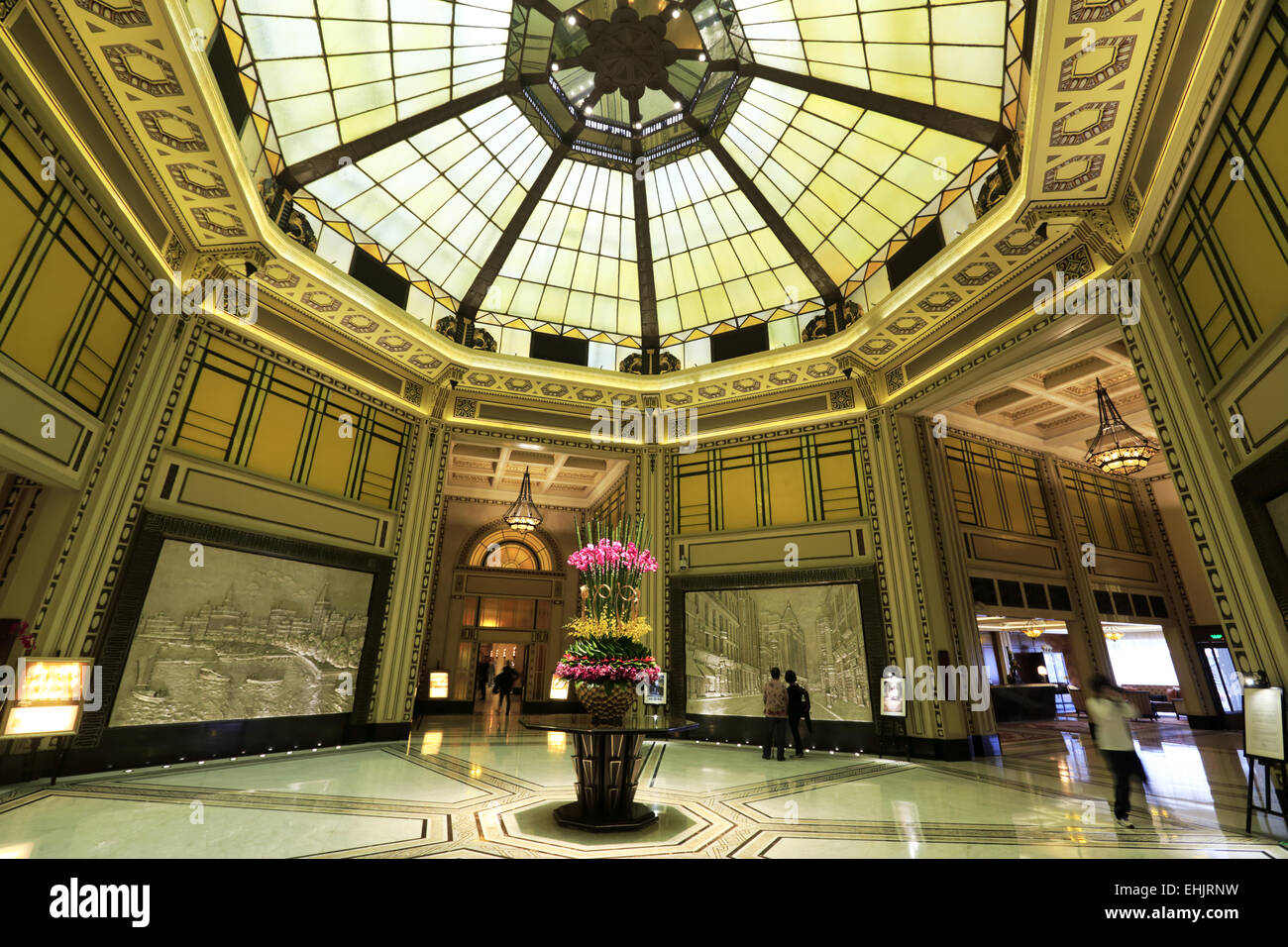 The lobby of Fairmont Peace Hotel, Shanghai, China Stock Photo