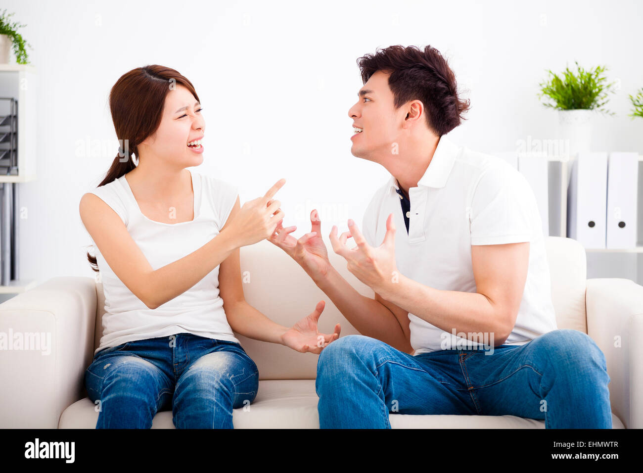 Quarrel between girlfriend and  boyfriend Stock Photo