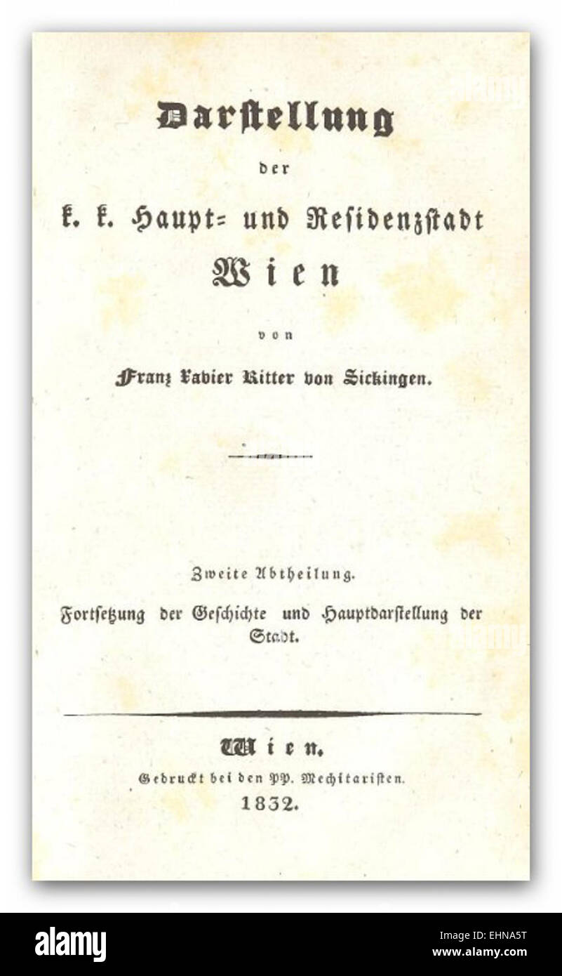 SICKINGEN(1832) Wiener Stadtansichten 2 Stock Photo