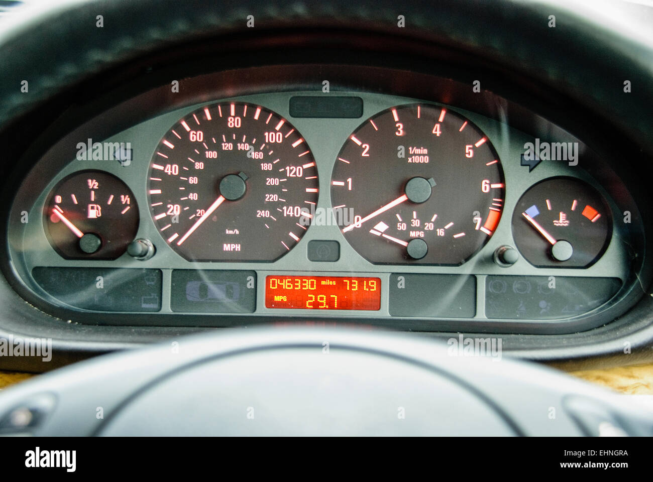 Dashboard of a 2008 BMW 3 series 318i Stock Photo