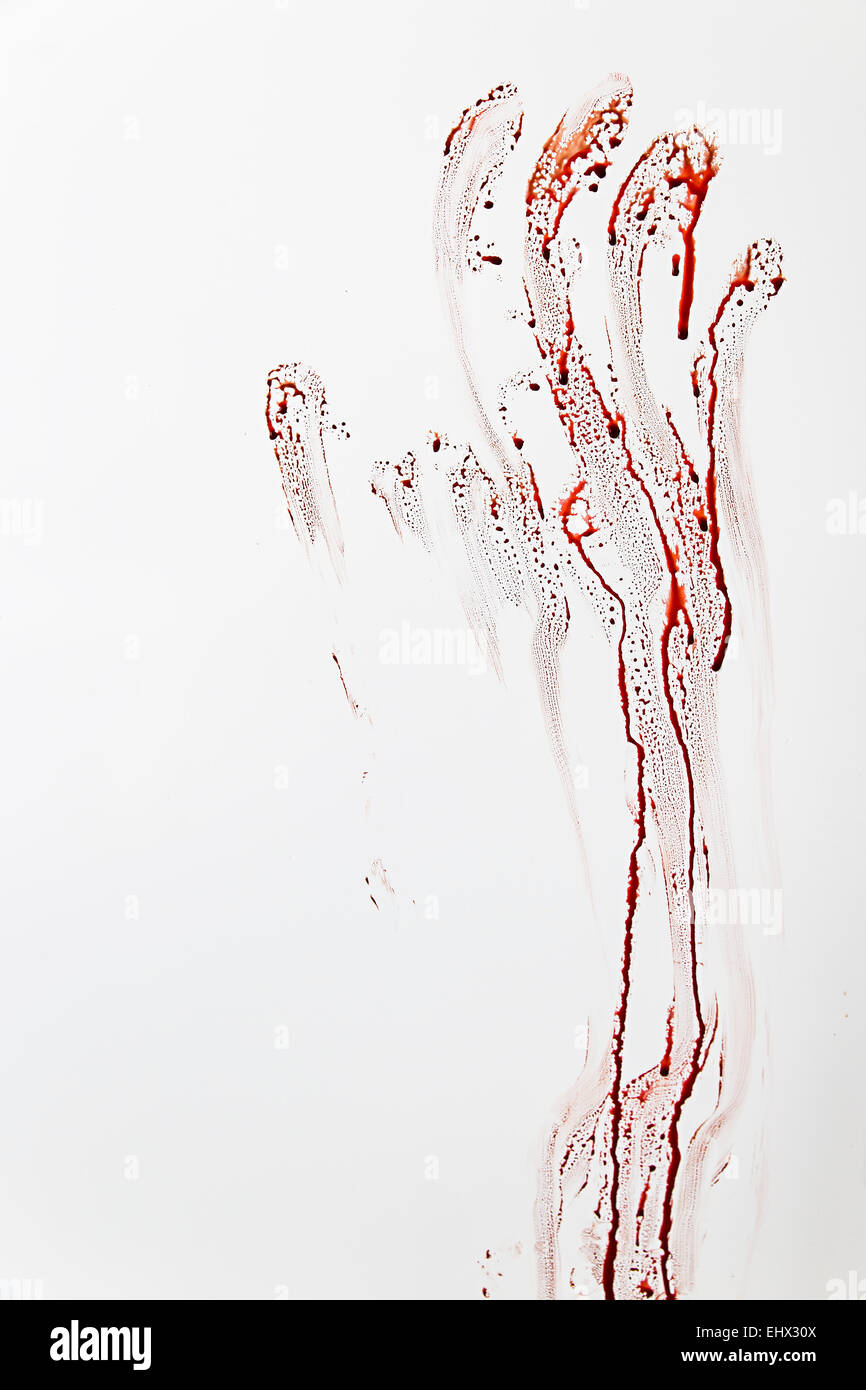 Blood-stained hand print Stock Photo