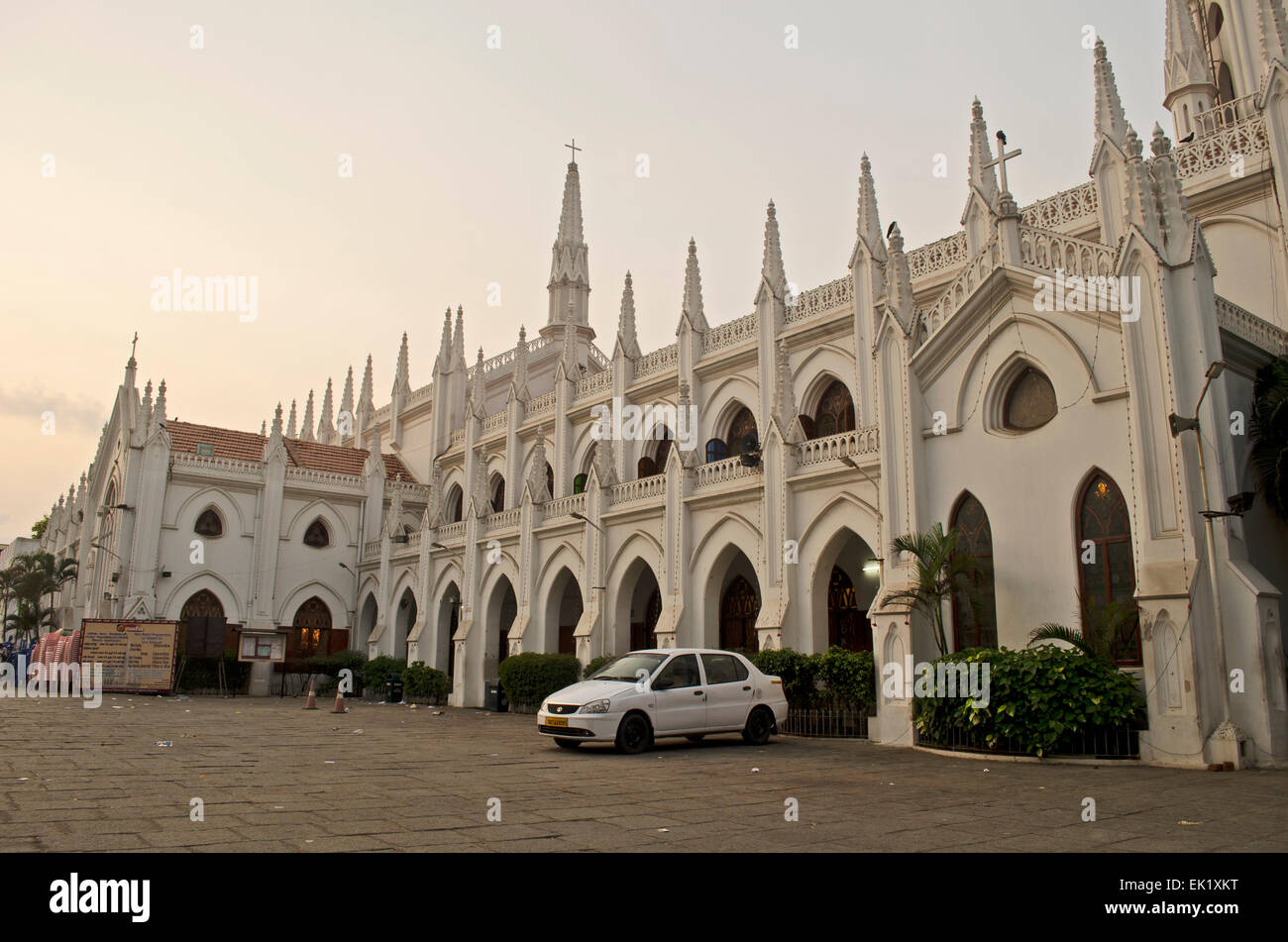 Side view of Santhome cathedral Basilica church at Chennai,Tamil Nadu,India Stock Photo