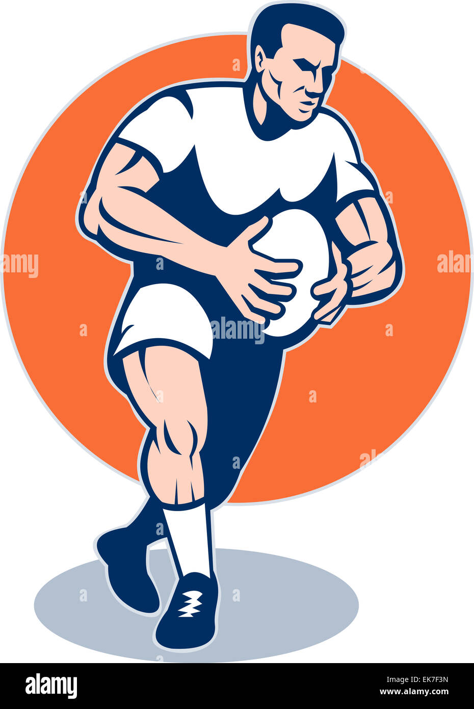 rugby player running with ball Stock Photo