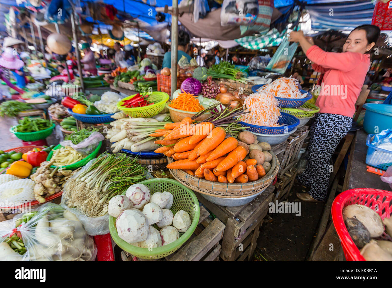 Fresh produce at local market in Chau Doc, Mekong River Delta, Vietnam, Indochina, Southeast Asia, Asia Stock Photo