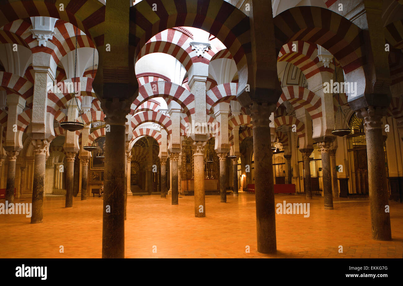 Hypostyle hall at Medieval Islamic mosque of Cordoba, Andalusia, Spain Stock Photo