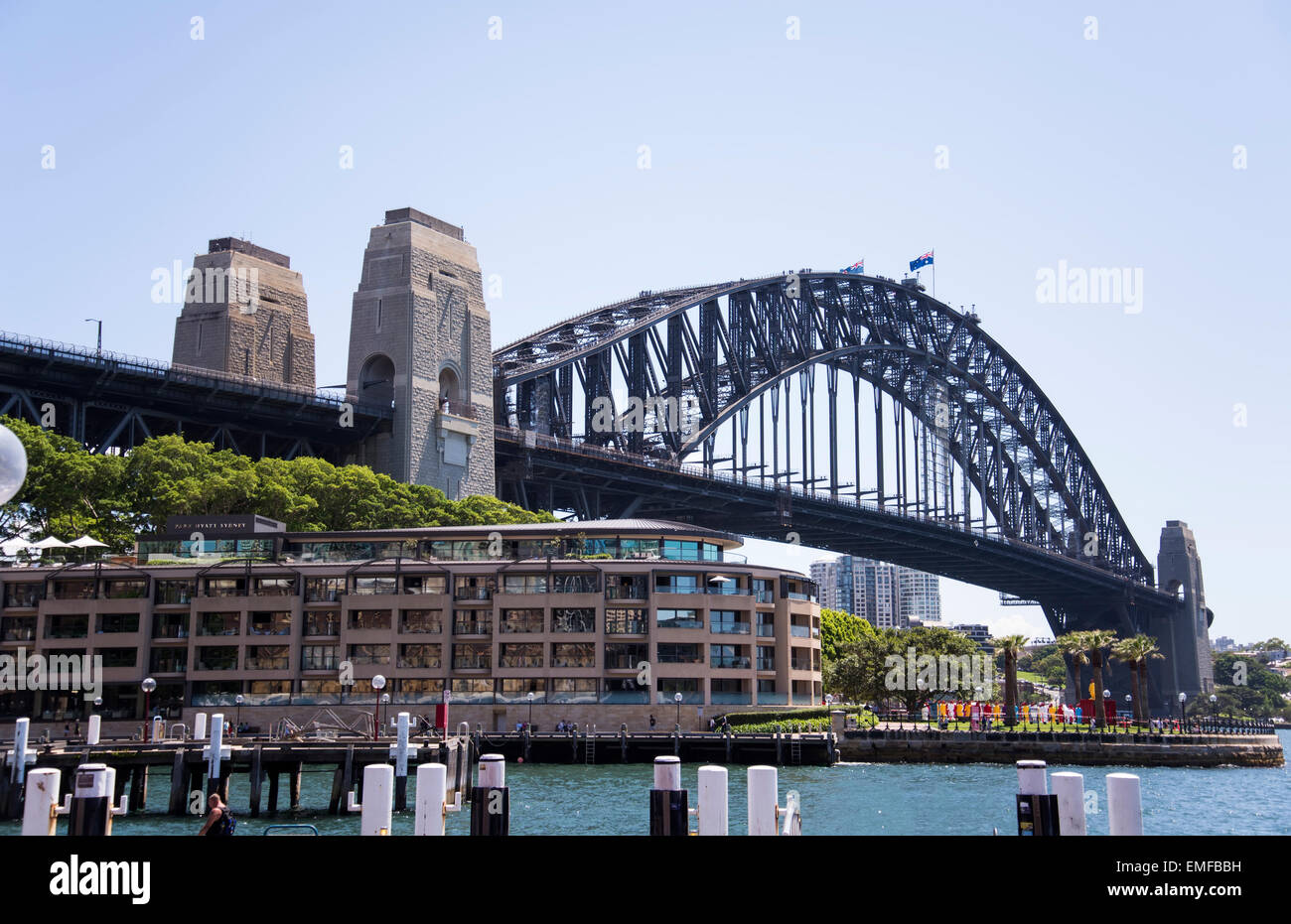 SYDNEY, AUSTRALIA - FEBRUARY 12, 2015: View at Hotel Park Hyatt Sydney. Hotel have 155 guestrooms, including 11 suites and 28 de Stock Photo