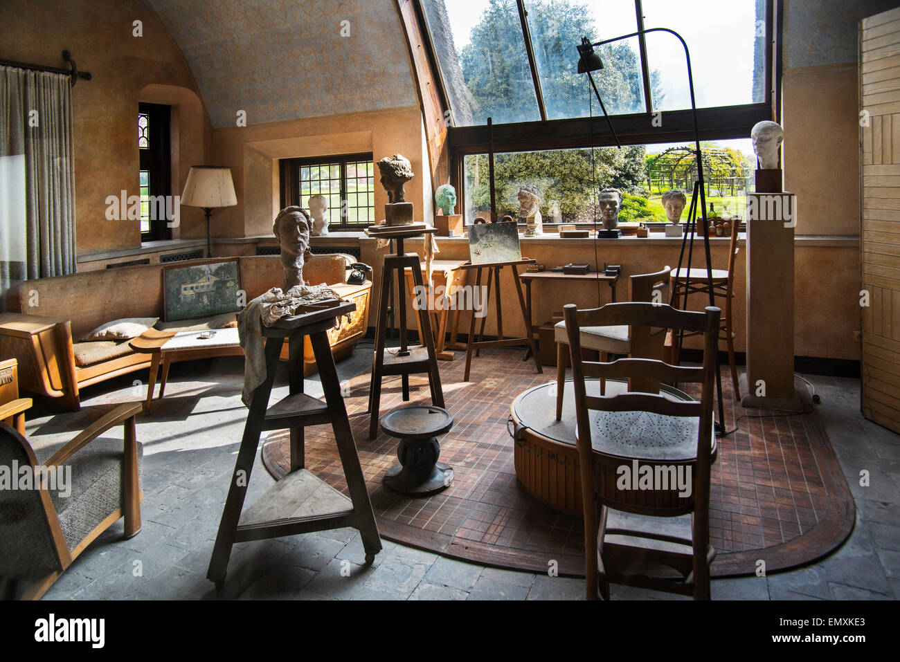 Interior of Queen Elisabeth's studio / atelier in the park of the Royal Palace of Laken, Brussels, Belgium Stock Photo