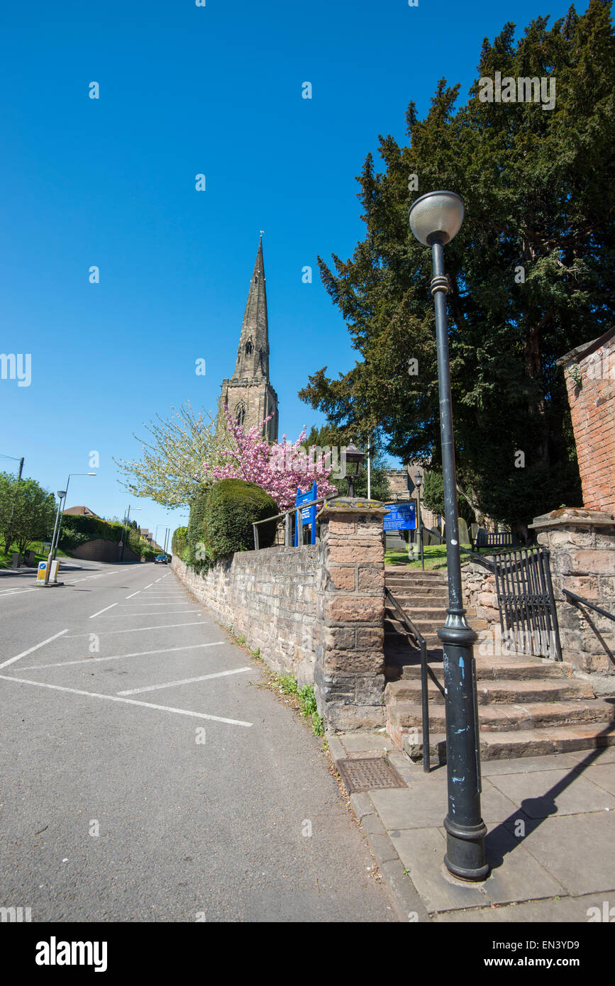 Spring blossom at All Hallows Church in Gedling, Nottingham Nottinghamshire England UK Stock Photo