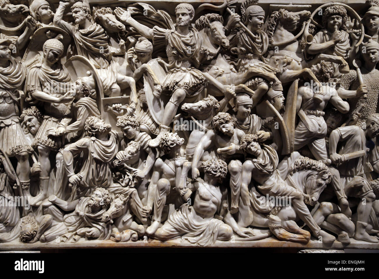 Ludovisi Battle sarcophagus. 3rd century. Roman era. Battle scene between Romans and Goths. Stock Photo