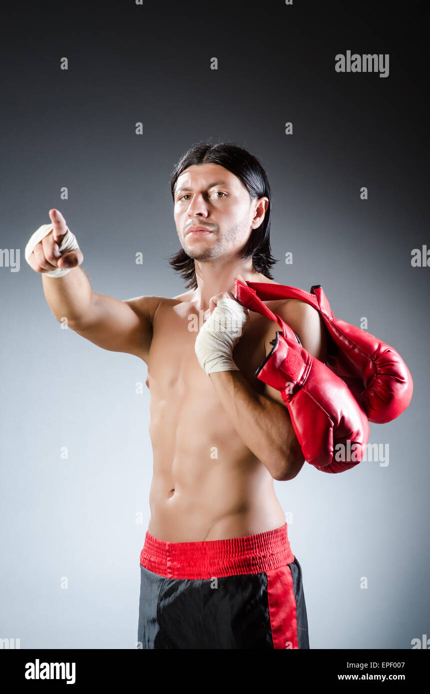 Ripped martial arts expert at training Stock Photo