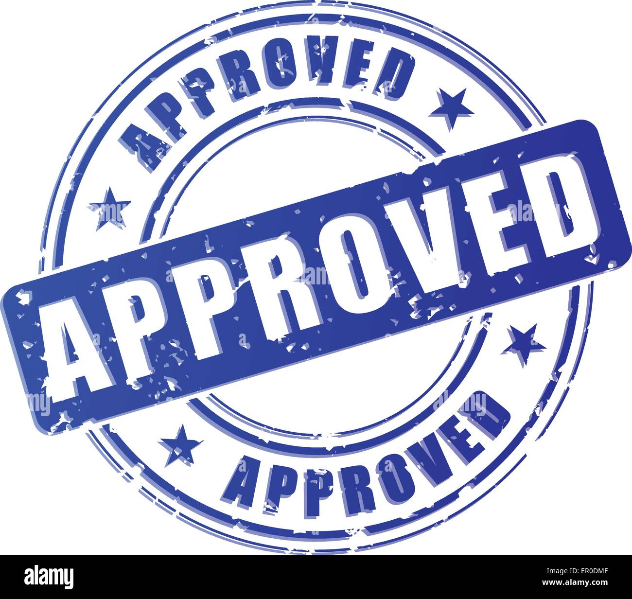 Illustration of approved blue stamp on white background Stock Vector