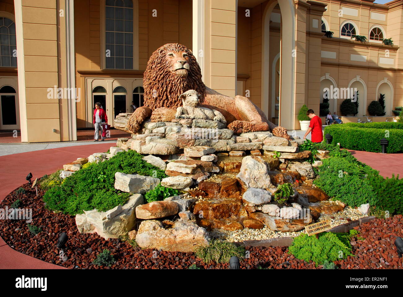 Lion and Lamb statue at the Sight and Sound Theatre in Branson, Missouri Stock Photo