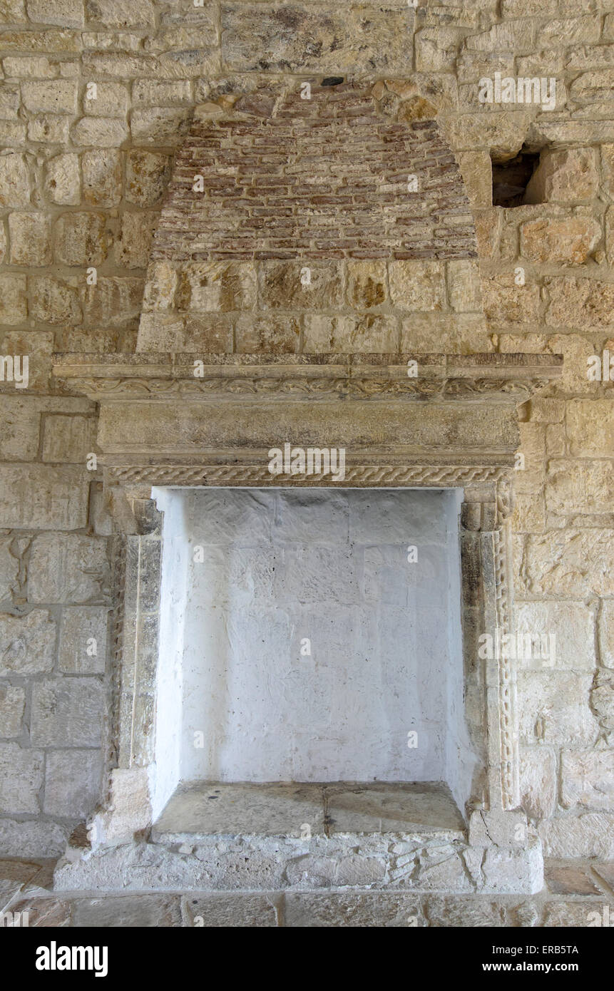 Fireplace in medieval Kolossi Castle on Cyprus Stock Photo