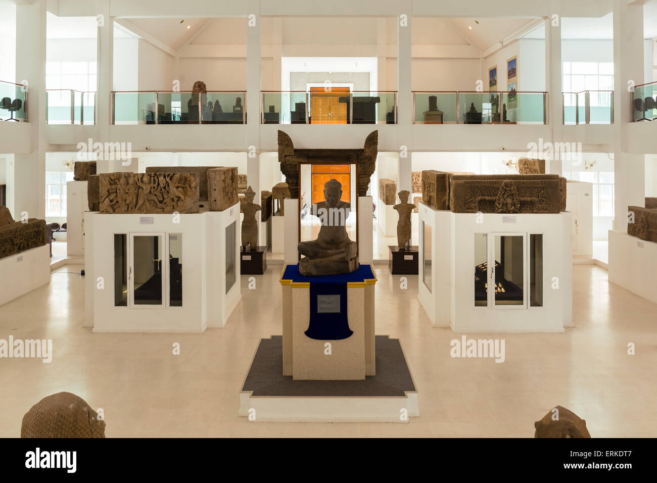 Main hall with statue of King Jayavarman VII, Phimai National Museum, Korat, Nakhon Ratchasima Province, Isan, Isaan, Thailand Stock Photo