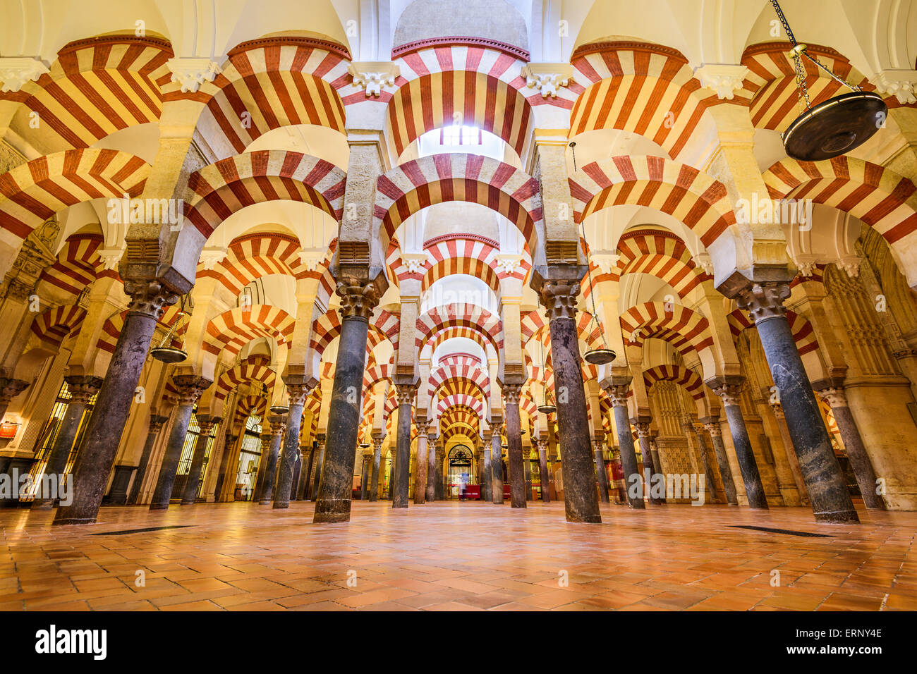 Hypostyle Hall in the Mosque-Cathedral of Cordoba. Stock Photo