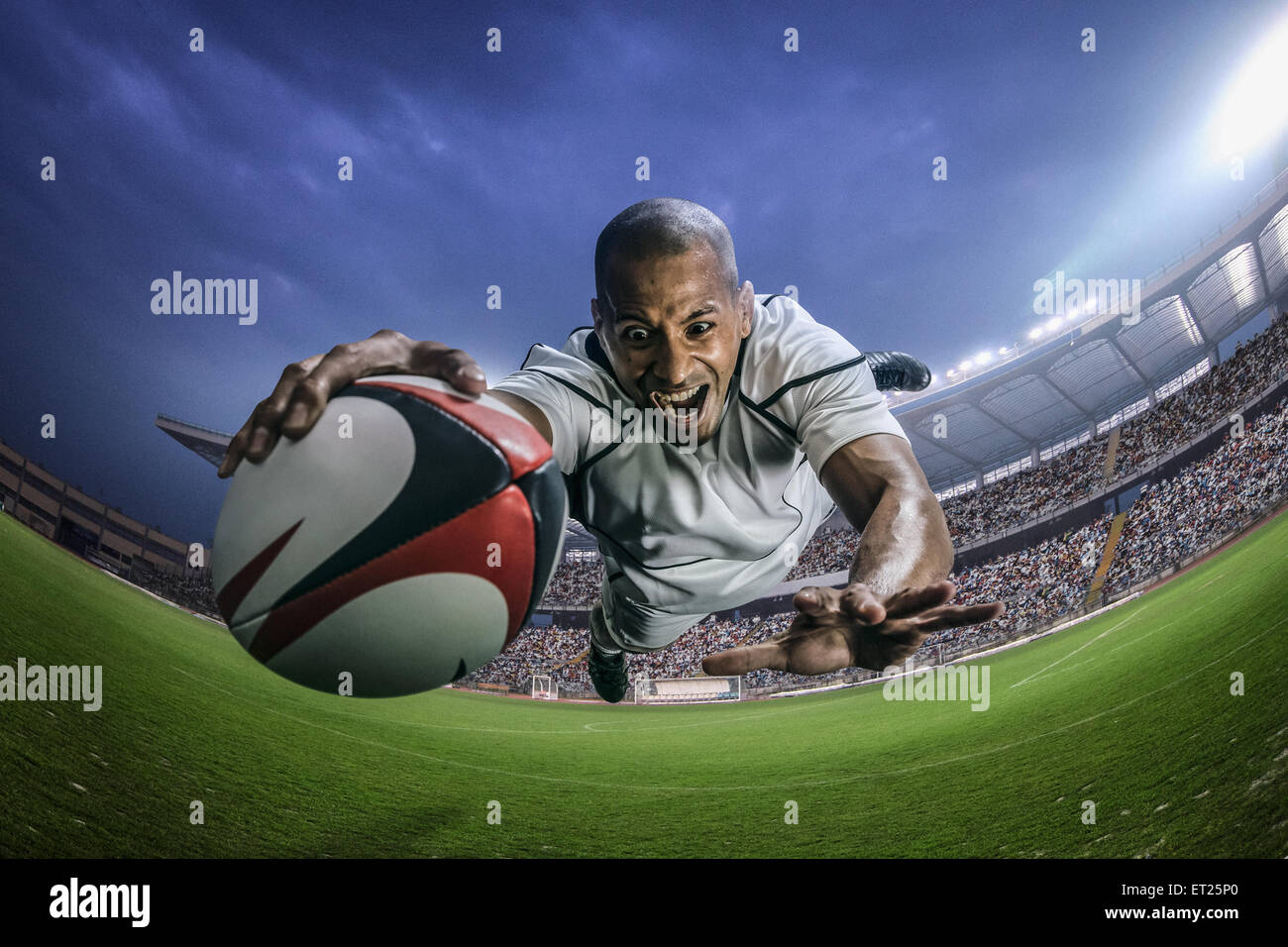 Bald male rugby player Stock Photo