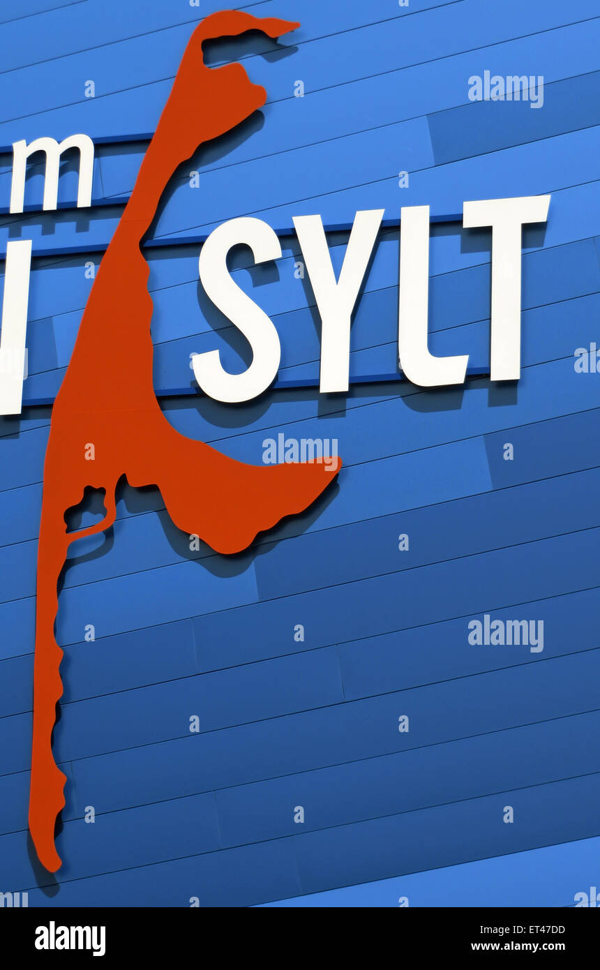 List, Germany, lettering and outline of the island of Sylt Stock Photo