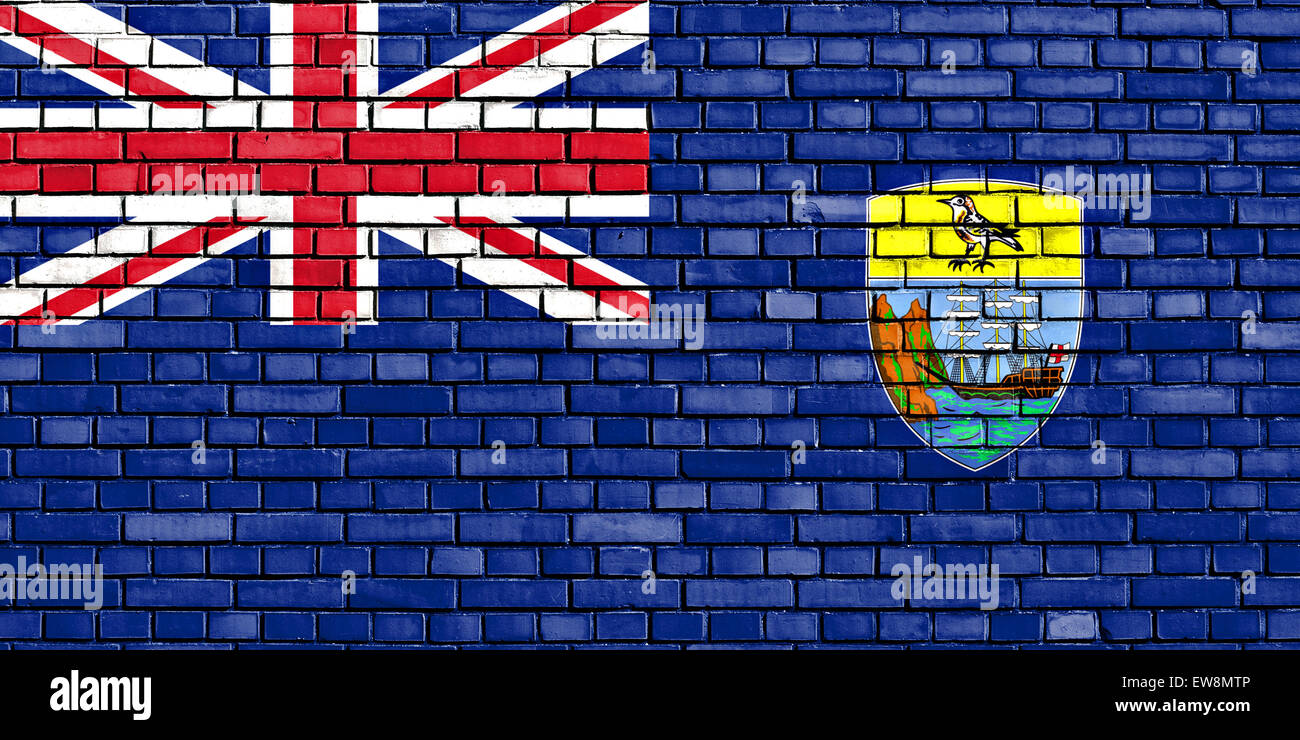 flag of Saint Helena painted on brick wall Stock Photo