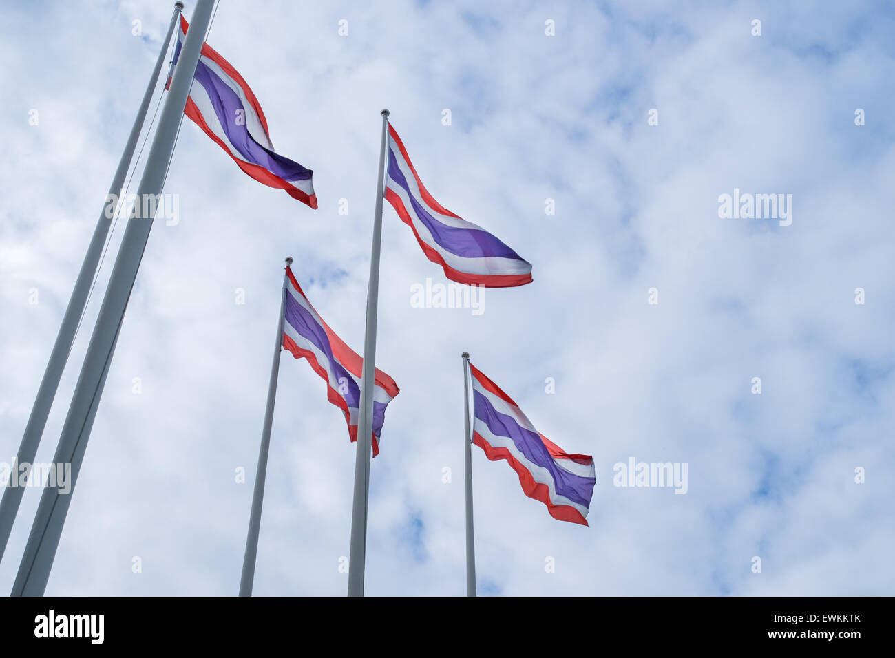 Group of Thai Flags Stock Photo