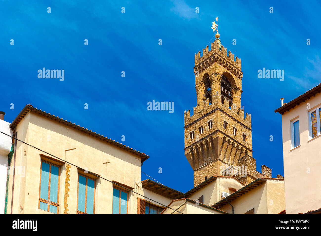 Arnolfo tower of Palazzo Vecchio, Florence, Italy Stock Photo