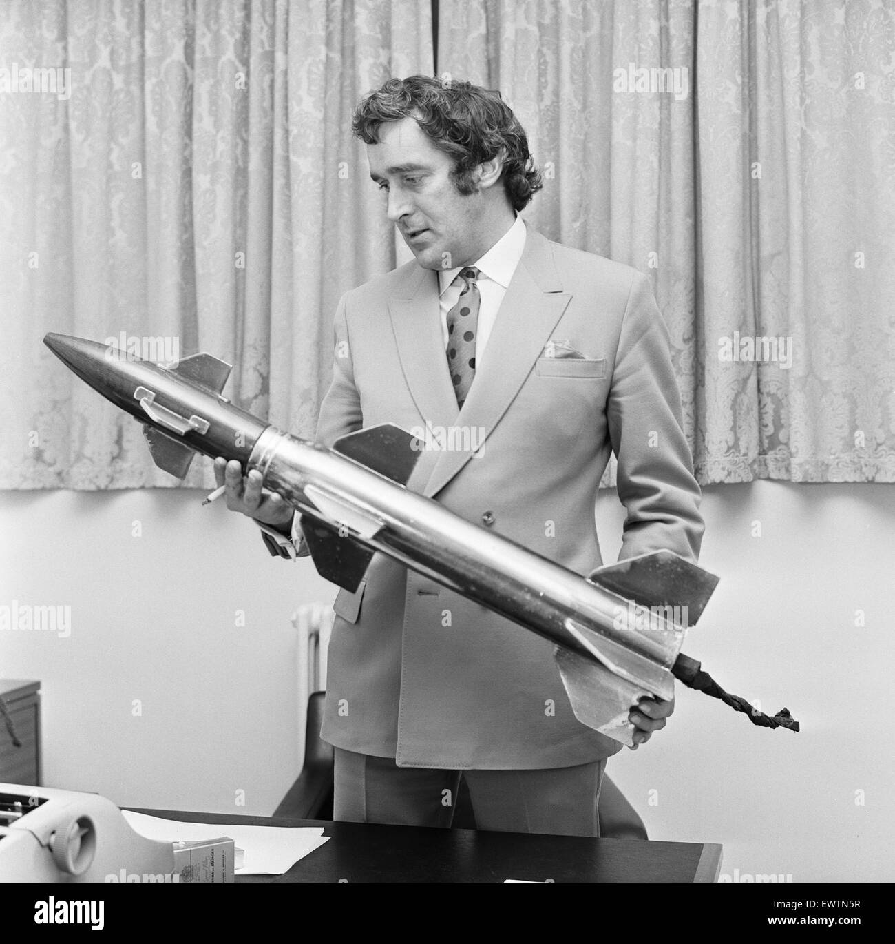 Terry Nation script writer for the BBC science fiction series Dr Who and creator of 'The Daleks'. Seen here at the BBC studios at Lime Grove in West London . 27th January 1969 Stock Photo