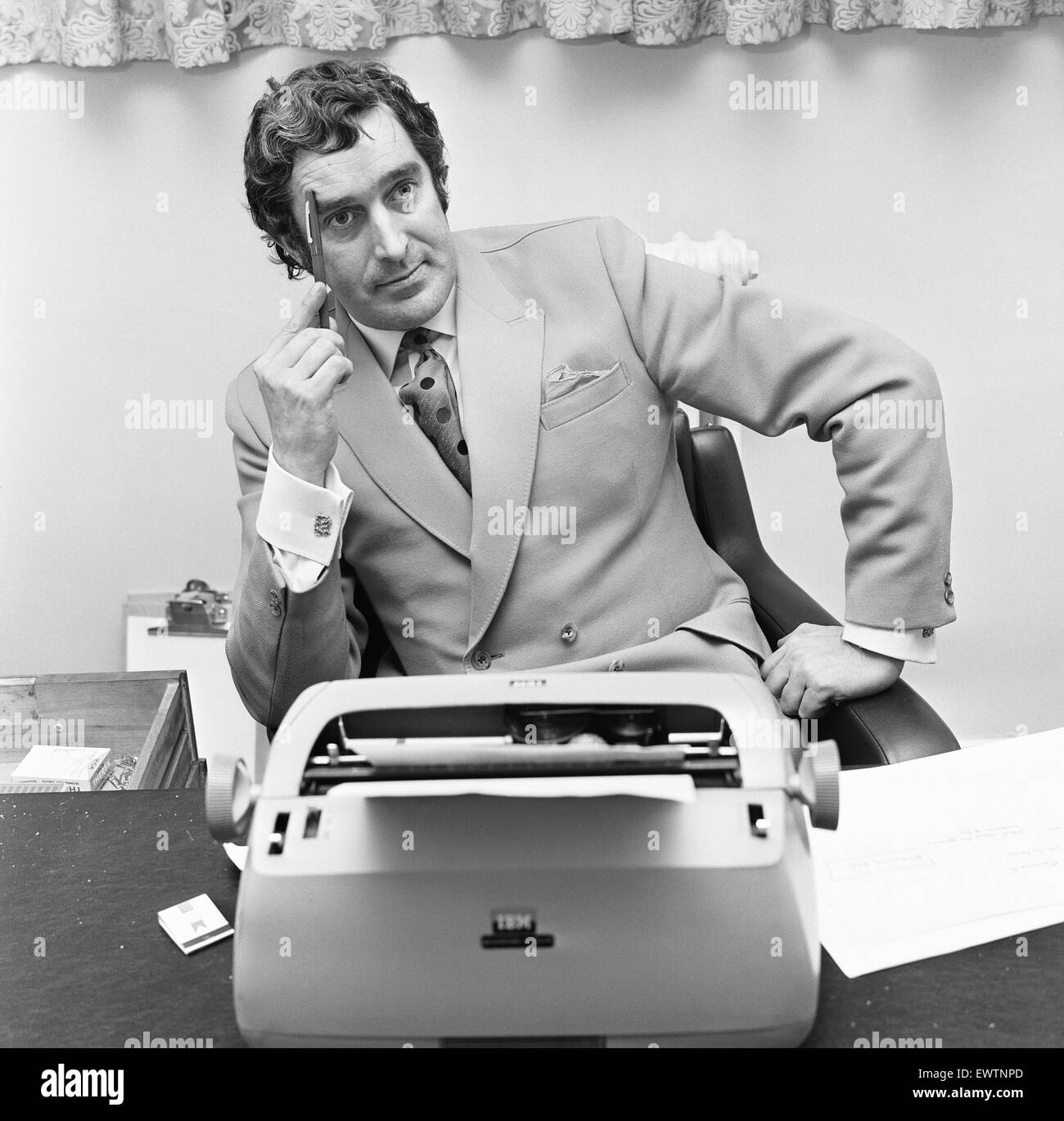 Terry Nation script writer for the BBC science fiction series Dr Who and creator of 'The Daleks'. Seen here at the BBC studios at Lime Grove in West London . 27th January 1969 Stock Photo