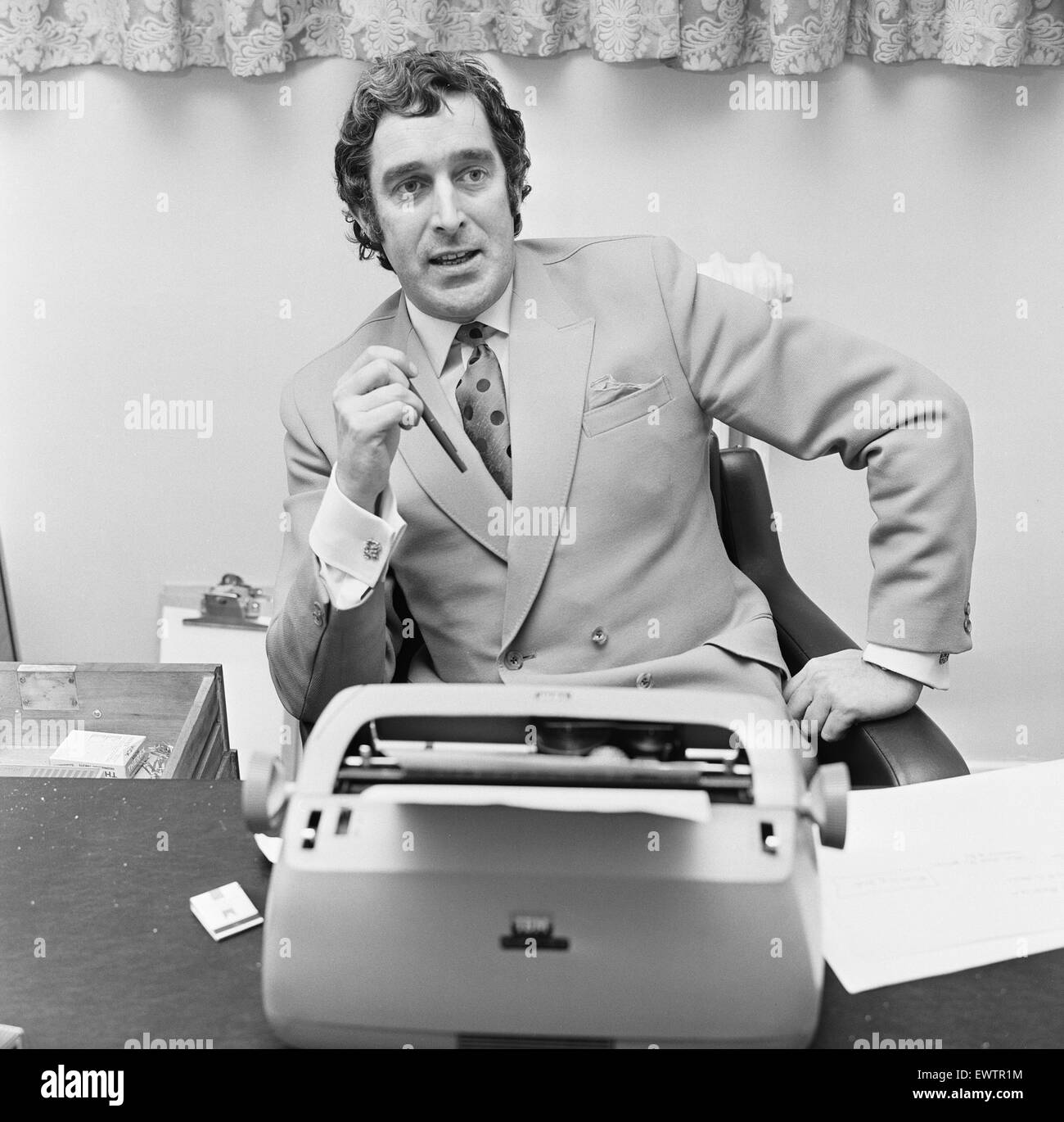 Terry Nation script writer for the BBC science fiction series Dr Who and creator of 'The Daleks'. Seen here at the BBC studios at Lime Grove in West London . 27th January 1969 Stock Photo