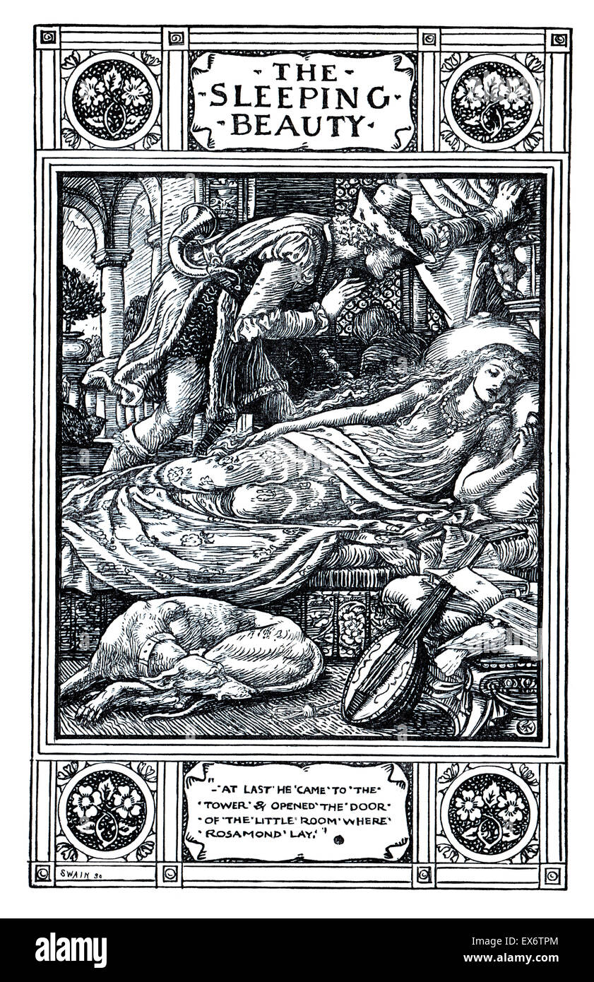 Frontispiece Illustration from the Sleeping Beauty, (1882) by illustrator Walter Crane Stock Photo