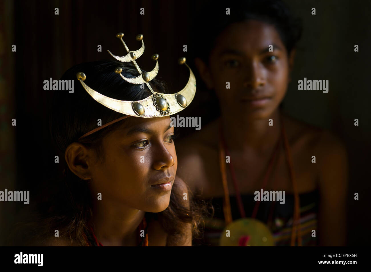 Girl with a traditional Timorese headband; Timor-Leste Stock Photo