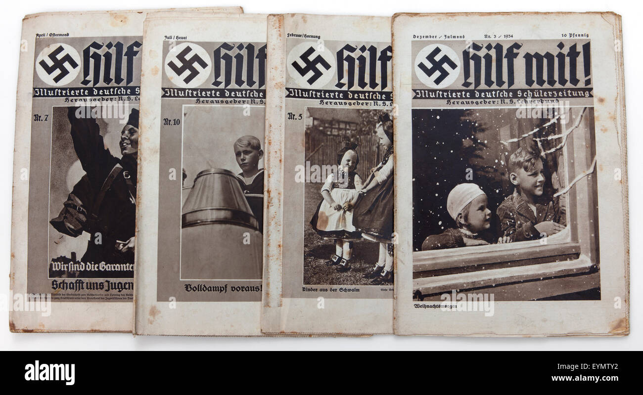 Nazi-German Propaganda for children, pupil magazine 'Help' or 'Hilf mit', 1934, Stock Photo