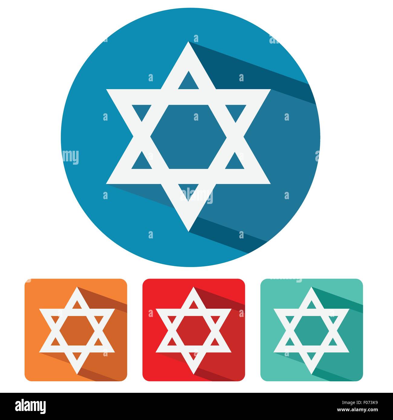 Judaism star of david flat design icon vector illustration. Stock Vector