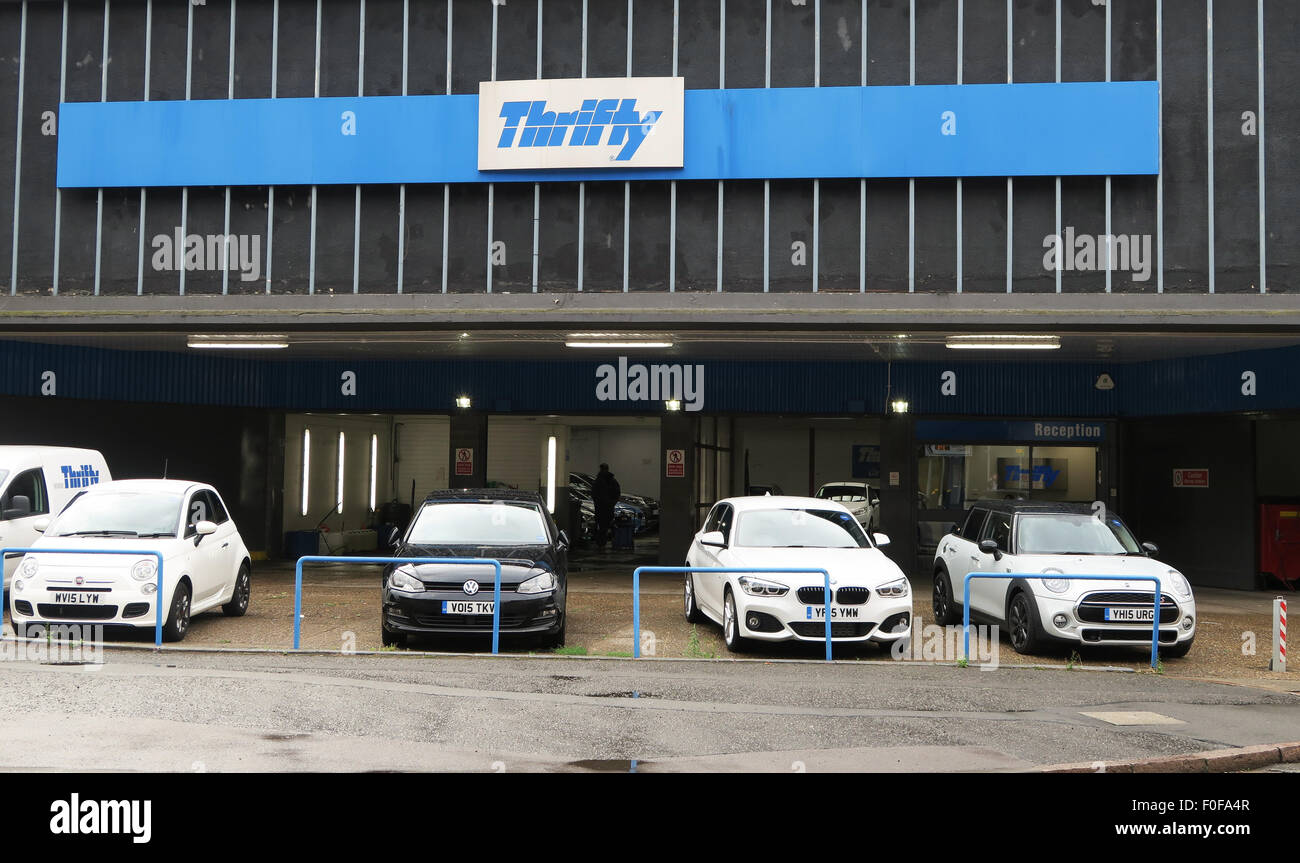 Thrifty car hire in Leicester, UK. Stock Photo