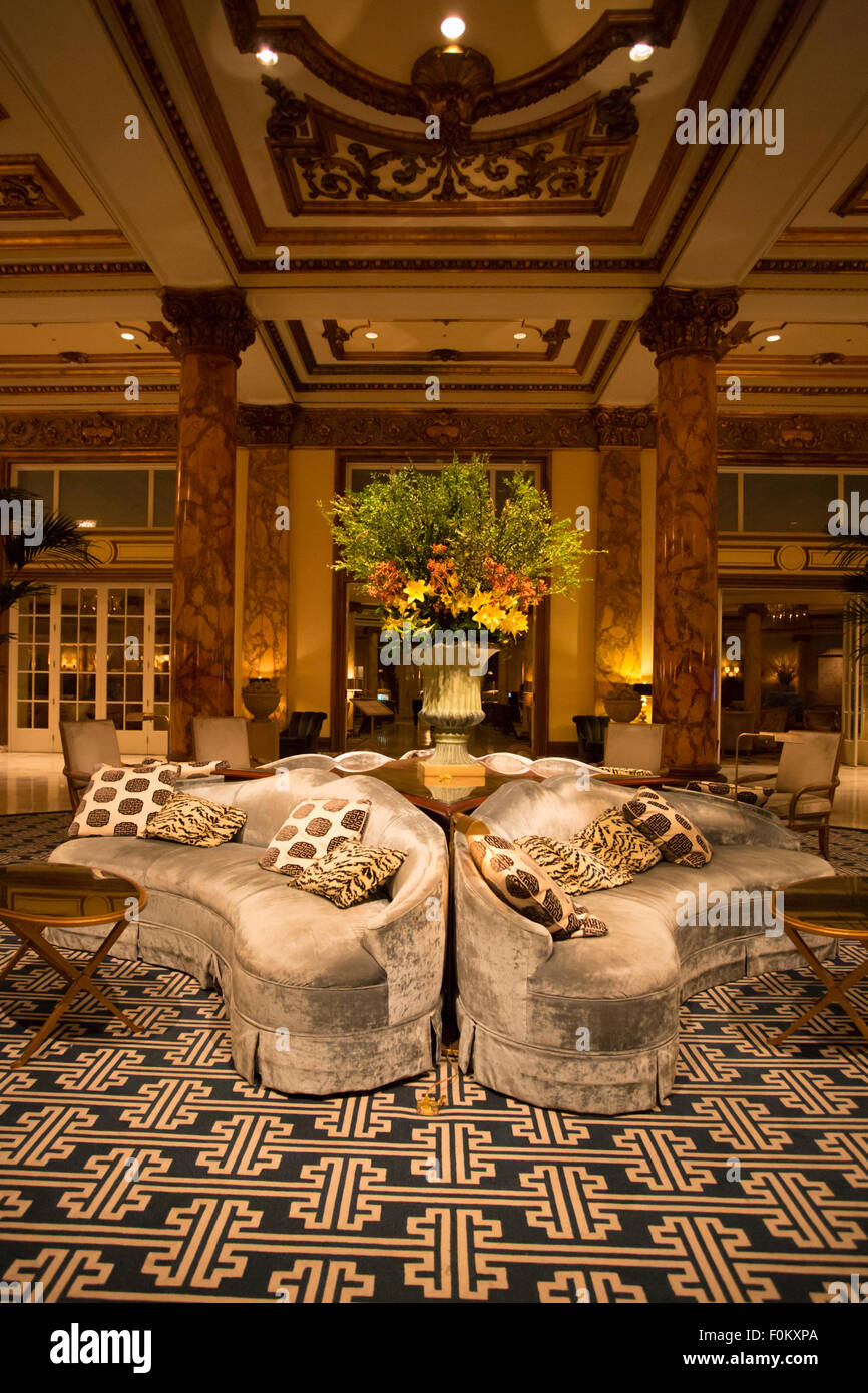 Detail of the Interior Fairmont Hotel in San Francisco at night in 2012 Stock Photo