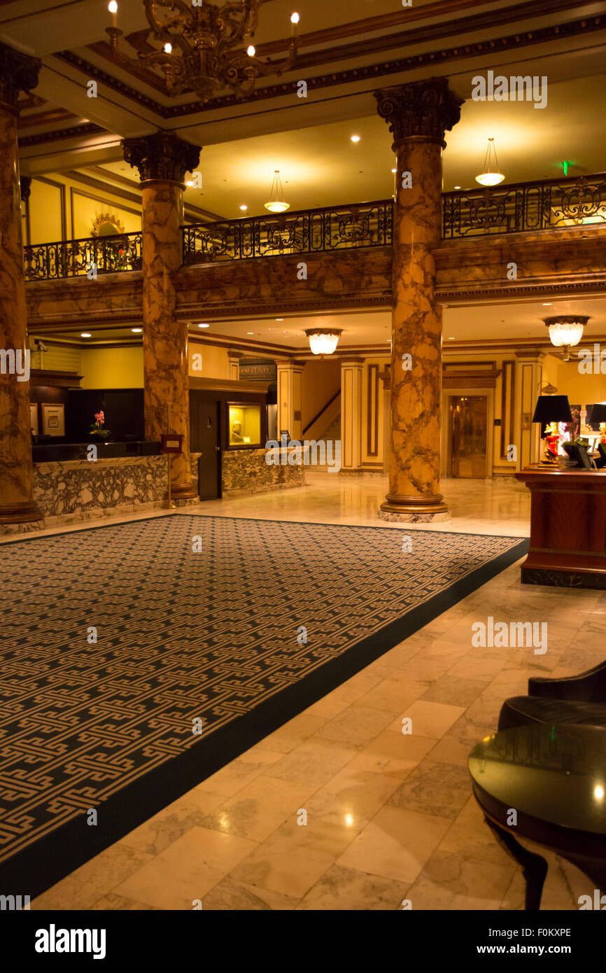 Detail of the Interior at the Fairmont Hotel in San Francisco at night in 2012 Stock Photo