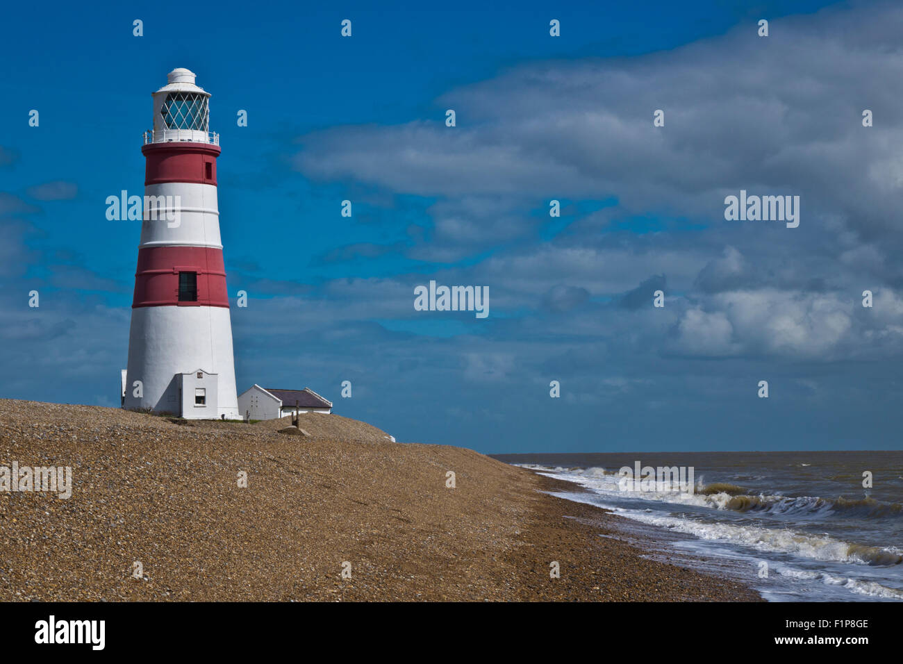 Orford Ness lighthouse red and white 2015 Stock Photo