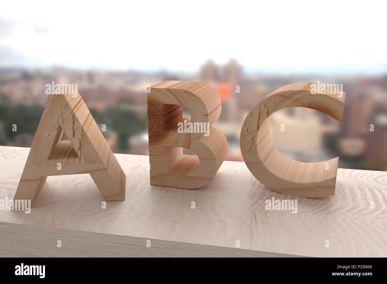 3d rendering of a wooden abc letters Stock Photo