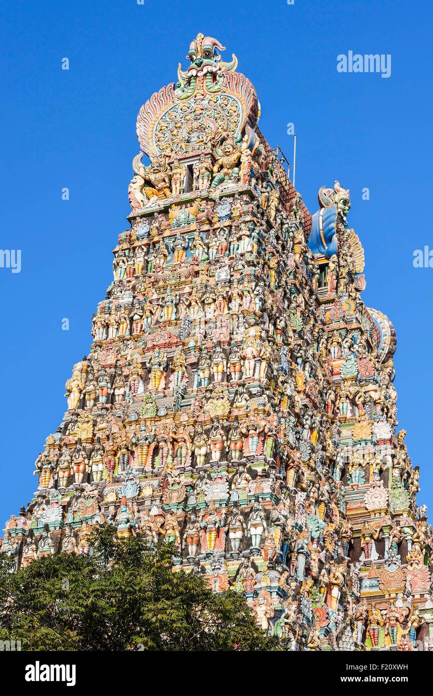 India, Tamil Nadu state, Madurai, the dravidian temple of Sri Meenakshi Stock Photo