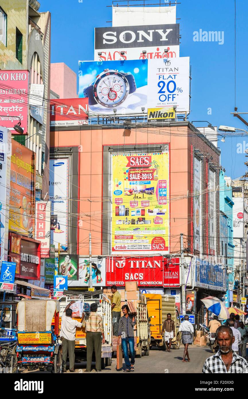 India, Tamil Nadu state, Madurai, Town Hall road Stock Photo