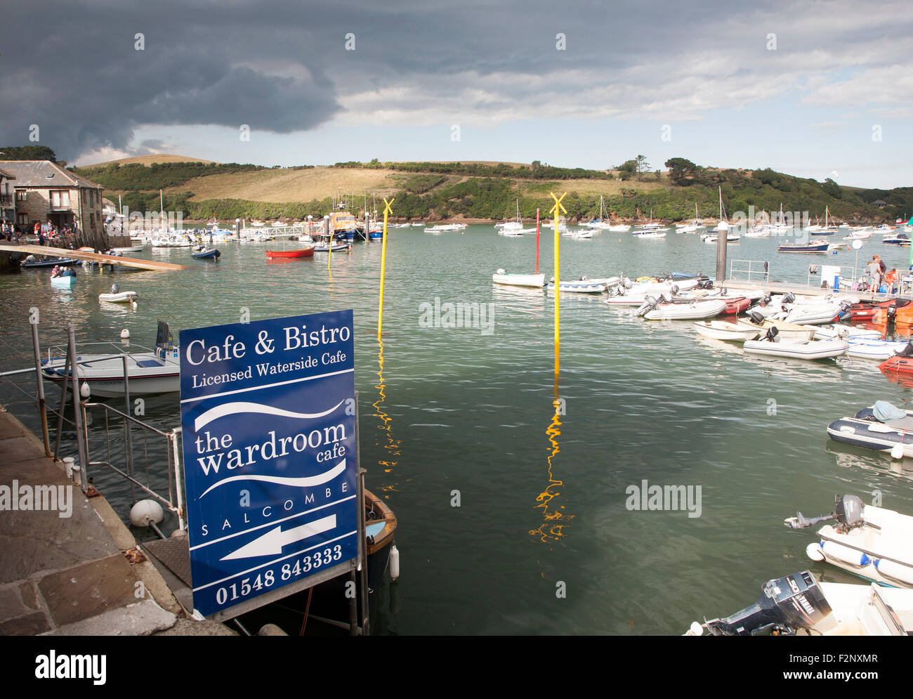 Boats in harbour, Salcombe, Devon, England, UK Stock Photo