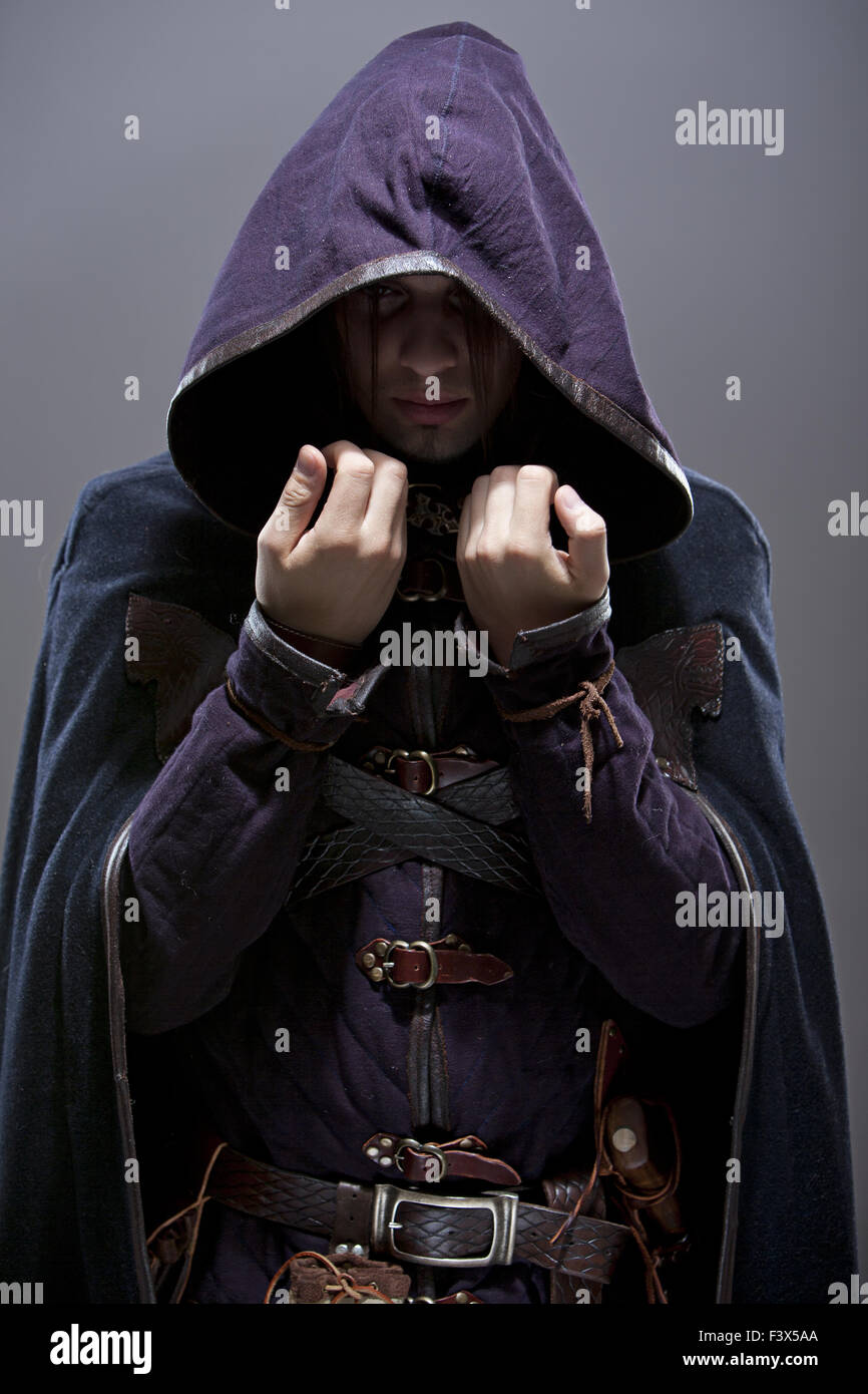 Young man in medieval garb Stock Photo