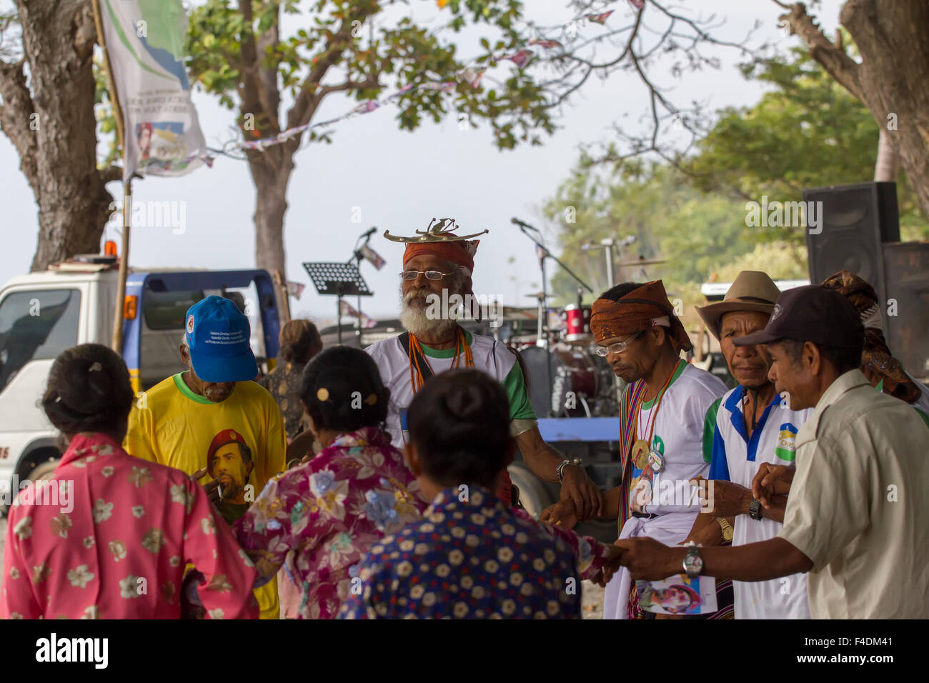 Supporters attending a CNRT campaign event held by East Timorese Prime Minister, Xanana Gusmao in 2012  elections Stock Photo