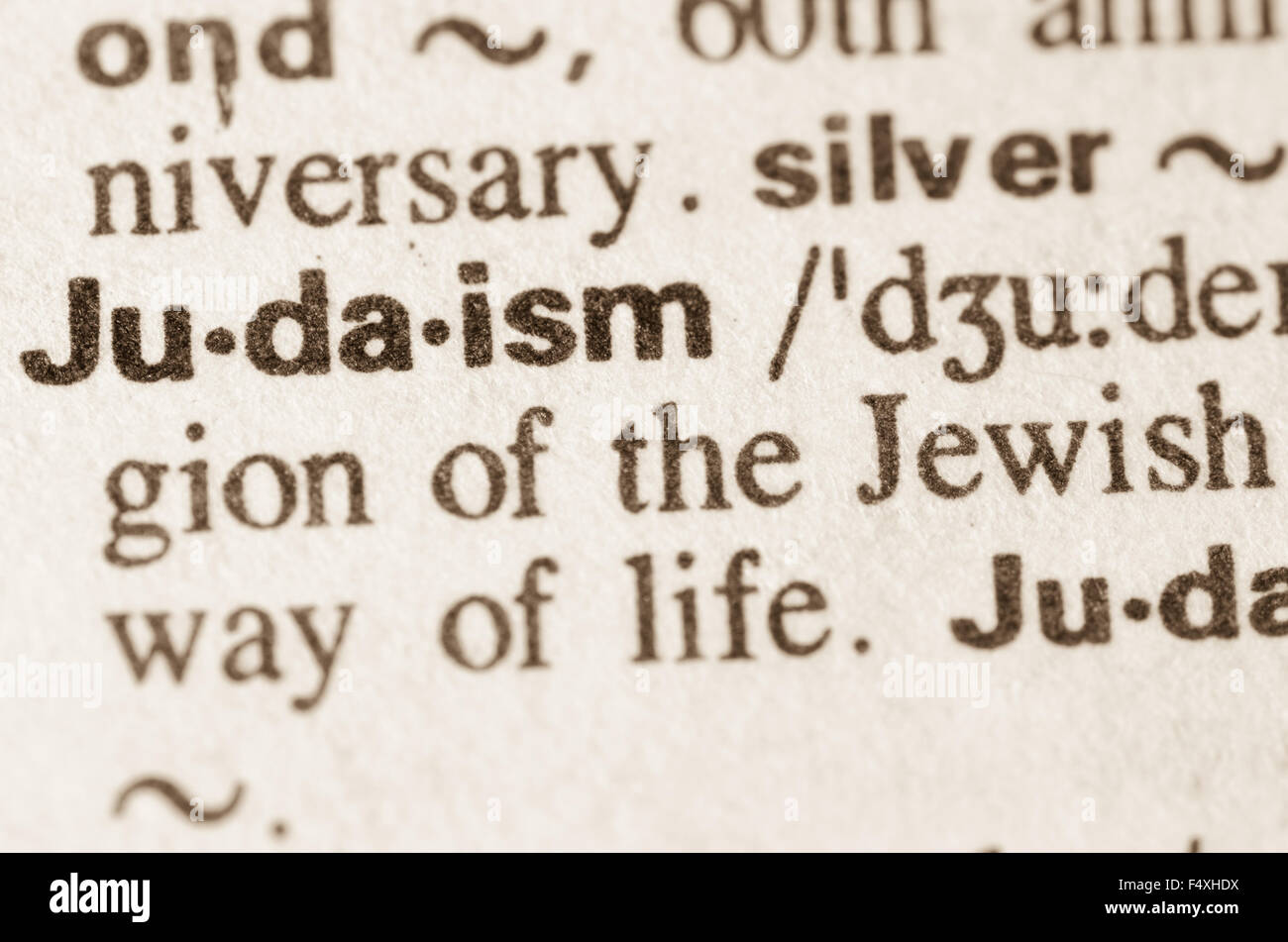 Definition of word Judaism in dictionary Stock Photo