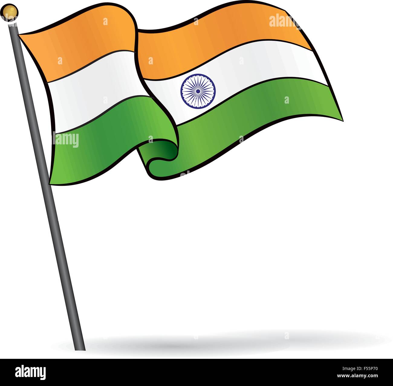 Indian flag waving on the wind, Vector Illustration Stock Vector