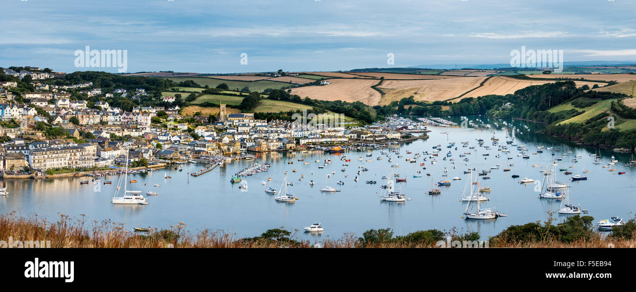 Panoramic view of Salcombe from East Portlemouth, East Portlemouth, Devon, England, United Kingdom, Europe Stock Photo