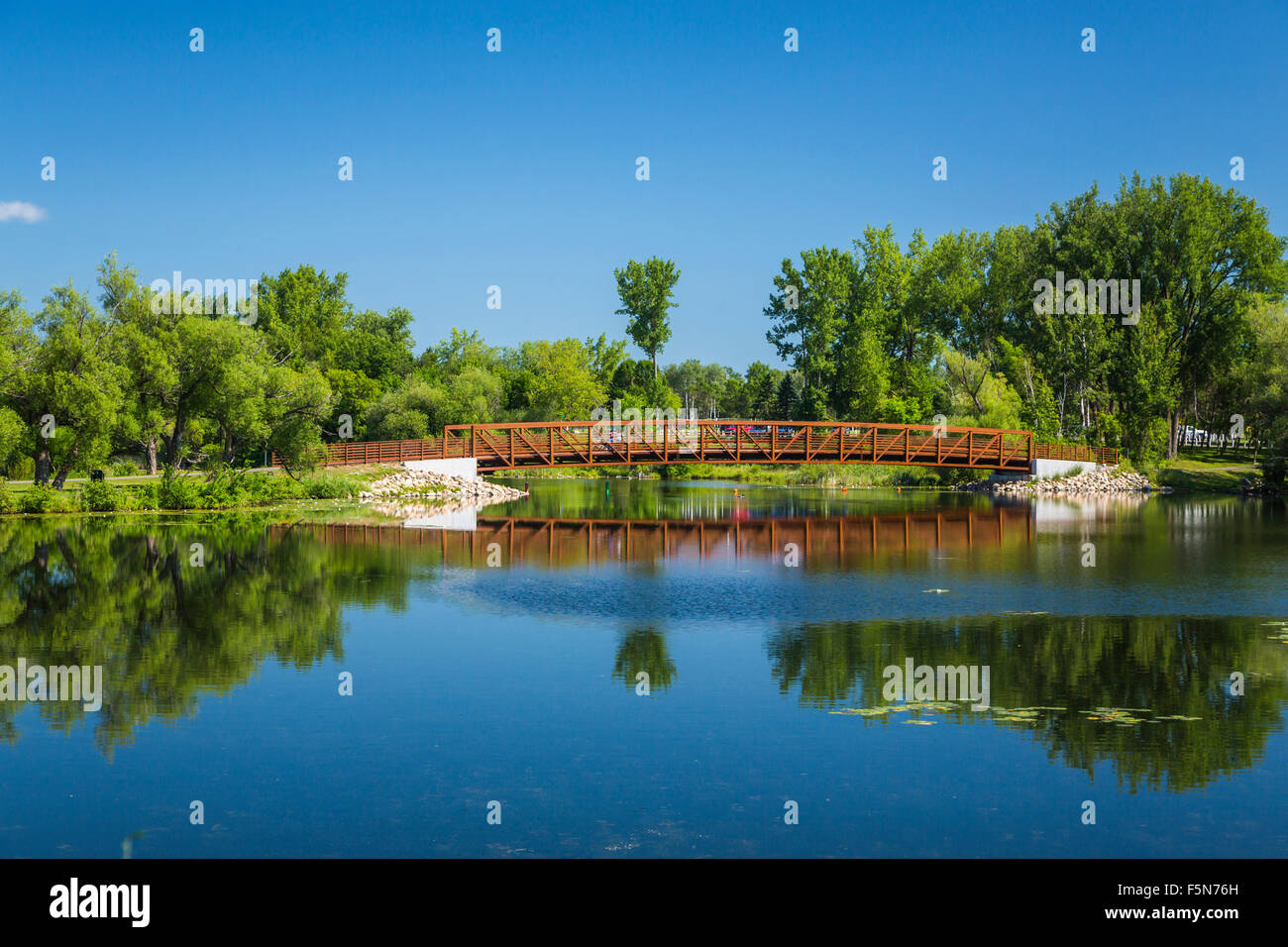 A city park and lake in Park Rapids, Minnesota, USA. Stock Photo